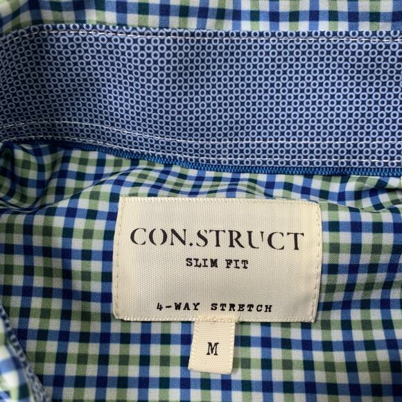 ConStruct Shirt Mens M Medium SLIM Fit Stretch Check Long Sleeve Gingham Check - Picture 6 of 12